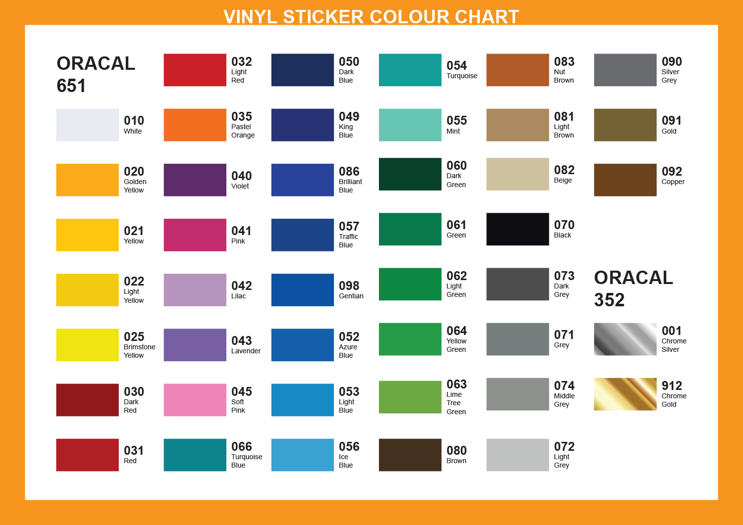 Oracal 651 Color Chart Pdf Printable Kingdomjza