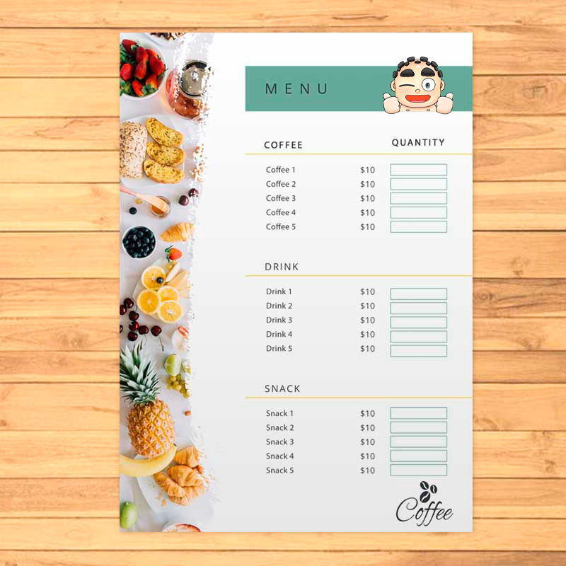 MENEオーダーページ Menu Order Sheets | Botak Sign Pte Ltd